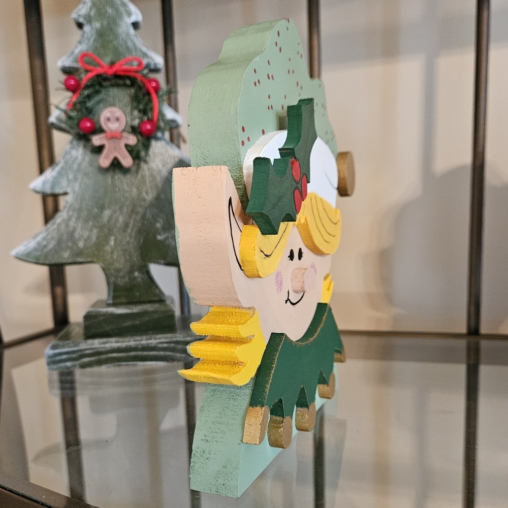 Elf Girl, Wooden Christmas/Holiday Elf Handmade 3D - Picture 4 of 9